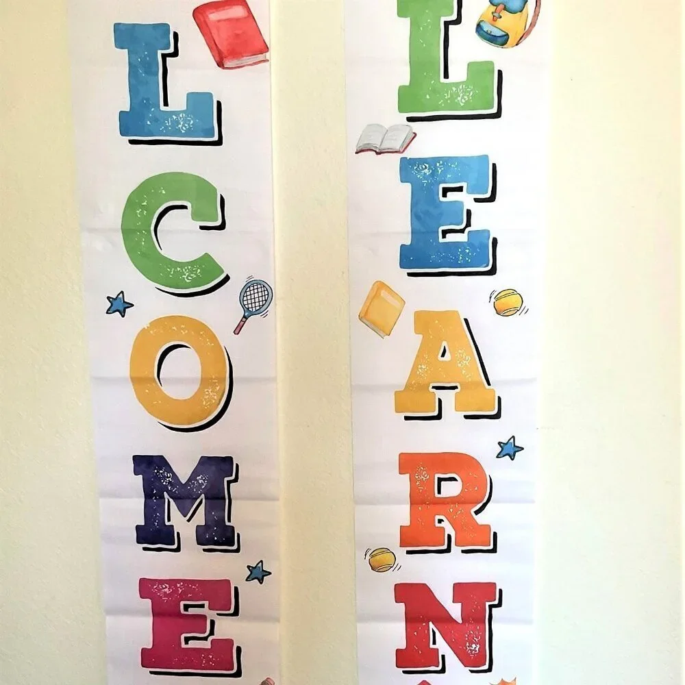 WELCOME BACK TO SCHOOL HANGING BANNERS -READY TO LEARN DOOR WALL SIGN CLASSROOM